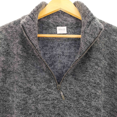 アルマーニコレツィオーニ ARMANI COLLEZIONI イタリア製 モへヤ混 ハイネック ハーフジップ ニット メンズ 48