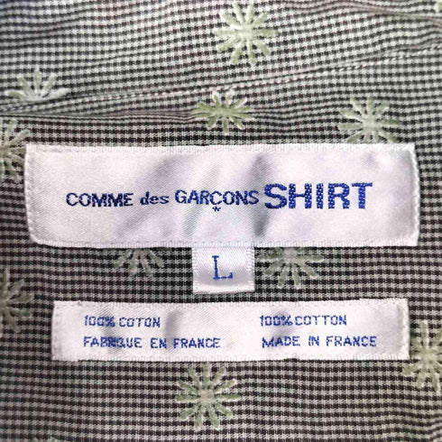 コムデギャルソンシャツ COMME des GARCONS SHIRT フランス製 花柄 刺繍 S/S ポケット シャツ メンズ JPN:L