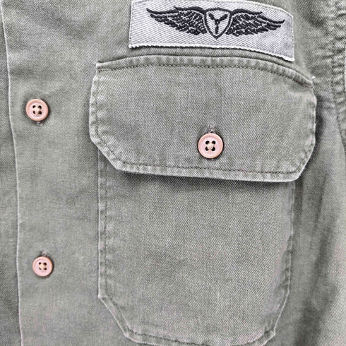 デニムアンドサプライラルフローレン DENIM&SUPPLY RALPH RAUREN REGULAR FIT ワッペン S/S ミリタリーシャツ メンズ import:M