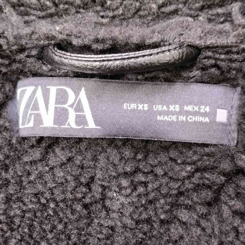 ザラ ZARA フェイクムートン ダブルライダース ジャケット レディース import:XS