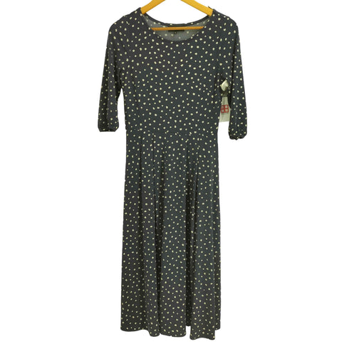 タルボット TALBOTS 七分袖 ボートネック ドット ロングワンピース レディース import:S