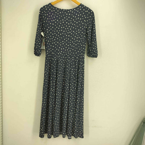 タルボット TALBOTS 七分袖 ボートネック ドット ロングワンピース レディース import:S
