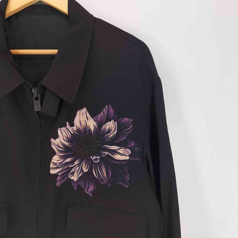ヨウジヤマモトプールオム Yohji Yamamoto POUR HOMME 25SS トリアセテート タキシード 花柄 プリント ジップアップ ジャケット ブルゾン メンズ JPN:2