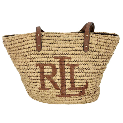 ローレンラルフローレン LAUREN RALPH LAUREN RLLロゴ 麦わらトートバッグ かごバッグ レディース