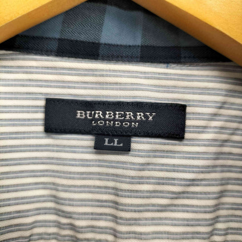 バーバリーロンドン BURBERRY LONDON ワンポイント刺繍 ストライプ柄 半袖シャツ メンズ LL