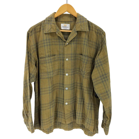60s MARK ROYAL コットン×レーヨン チェック ボックス オープンカラーシャツ メンズ 16-16 1/2