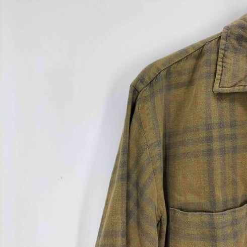 60s MARK ROYAL コットン×レーヨン チェック ボックス オープンカラーシャツ メンズ 16-16 1/2