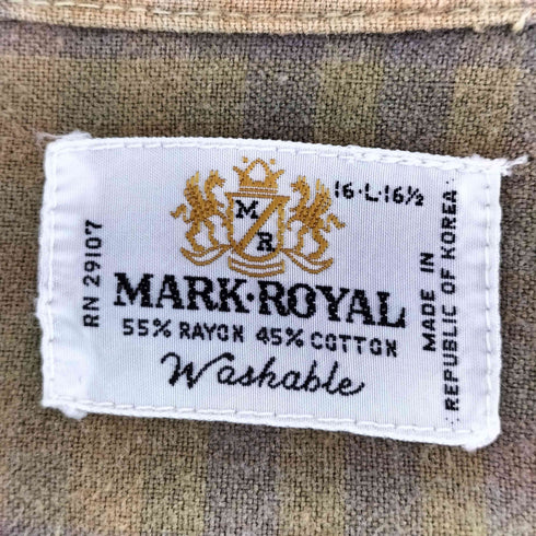 60s MARK ROYAL コットン×レーヨン チェック ボックス オープンカラーシャツ メンズ 16-16 1/2