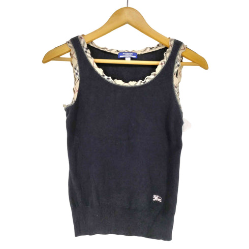 バーバリーブルーレーベル BURBERRY BLUE LABEL ノバチェックフリル ノースリーブ タンクトップ レディース 38