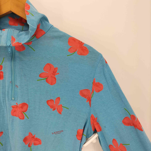 ランバン LANVIN SPORT 花柄 総柄 ハーフジップ スタンドネック カットソー レディース 36