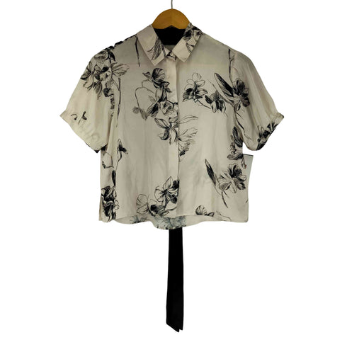 ザラ ZARA リボン付き 花柄 S/S シャツ レディース import:S
