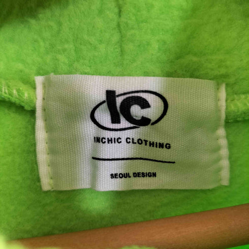 INCHIC CLOTHING ワンポイントフリースパーカー メンズ