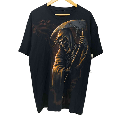 スカル 死神 プリント クルーネック S/S Tシャツ メンズ