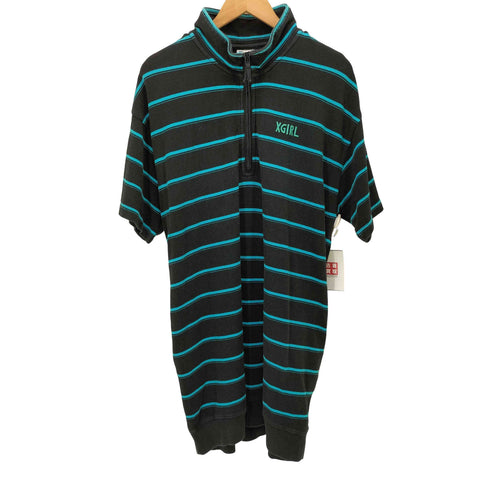 エックスガール X-girl STRIPED PIQUE HALF ZIP S/S DRESS ボーダー ハーフ ジップ S/S ポロシャツ レディース JPN:2