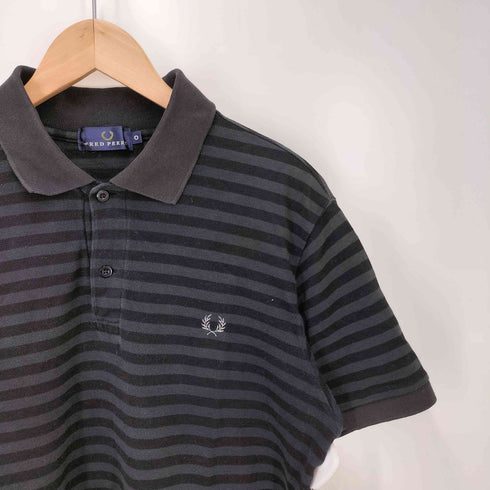 フレッドペリー FRED PERRY フラワー 刺繍 ボーダー ポロシャツ メンズ O