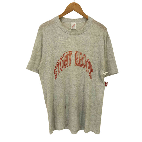 80-90S JERZEESボディ USA製 STONY BROOK カレッジ プリント S/S シャツ メンズ import:XL