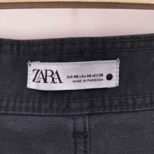ザラ ZARA カットオフ 加工 ワイド ブラック デニム パンツ メンズ 46