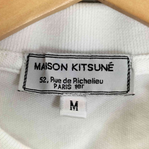 メゾンキツネ MAISON KITSUNE コットン ビッグパステルフォックスヘッドロゴ刺繍 ポロシャツ メンズ import:M