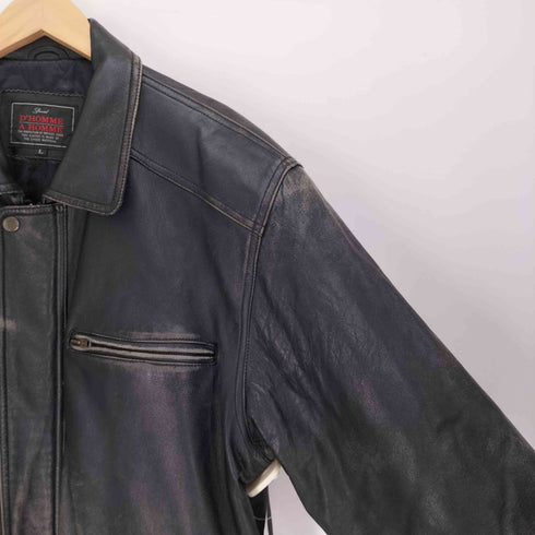 D'HOMME A HOMME 裏地キルティング シープ レザー ジップアップ ジャケット 肩パッド メンズ import:L