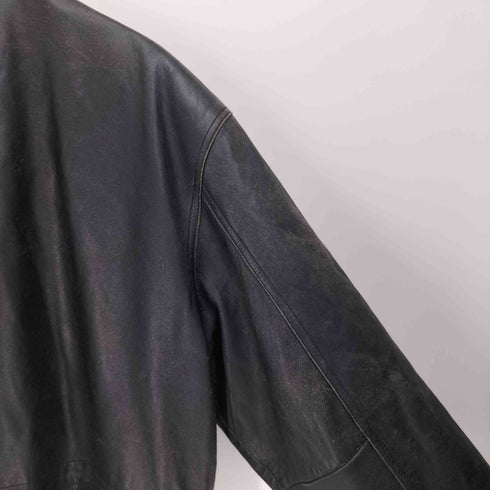 D'HOMME A HOMME 裏地キルティング シープ レザー ジップアップ ジャケット 肩パッド メンズ import:L