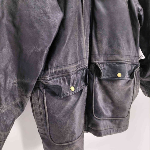 D'HOMME A HOMME 裏地キルティング シープ レザー ジップアップ ジャケット 肩パッド メンズ import:L