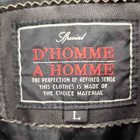 D'HOMME A HOMME 裏地キルティング シープ レザー ジップアップ ジャケット 肩パッド メンズ import:L