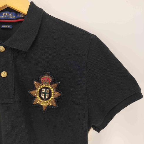 ポロラルフローレン POLO RALPH LAUREN CLASSIC FIT ロゴ エンブレム ワッペン 金ボタン S/S 鹿の子 ポロシャツ レディース import:S