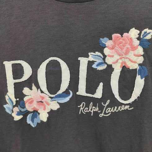 ポロラルフローレン POLO RALPH LAUREN ロゴ パッチワーク 花刺繍 S/S カットソー Tシャツ レディース import:S