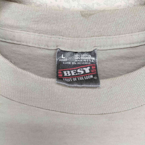 フルーツオブザルーム FRUIT OF THE LOOM 90s USA製 袖裾シングル フロントプリントクルーネックTシャツ メンズ JPN:L