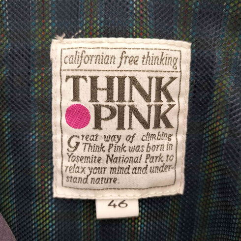 THINK PINK ロゴ刺繍 裏地メッシュ 裾ドローコード チェック マウンテンパーカー メンズ 46