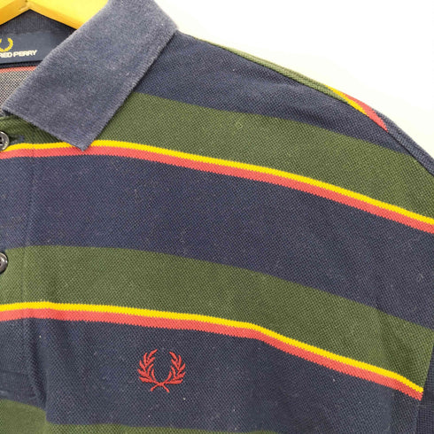 フレッドペリー FRED PERRY ロゴ刺繍 マルチボーダー 鹿の子 ポロシャツ メンズ JPN:S