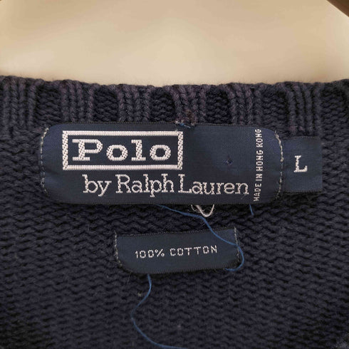 ポロバイラルフローレン Polo by RALPH LAUREN 90S ポニー刺繍 リブ編み コットンニット メンズ import:L