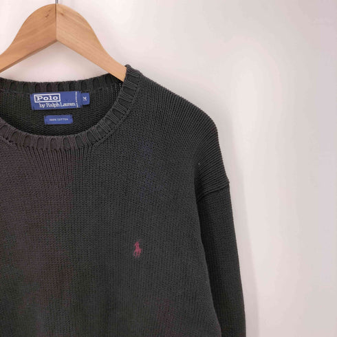 ポロバイラルフローレン Polo by RALPH LAUREN 90S ポニー刺繍 リブ編み コットンニット メンズ import:M