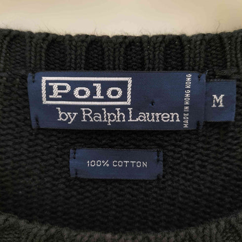ポロバイラルフローレン Polo by RALPH LAUREN 90S ポニー刺繍 リブ編み コットンニット メンズ import:M
