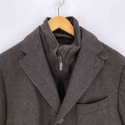 CORNELIANI レイヤードハイネックチェスターコート メンズ EUR:48