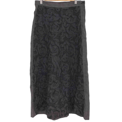 トリココムデギャルソン tricot COMME des GARCONS 00S フリルテープデザイン ウールギャバロングスカート レディース JPN:M