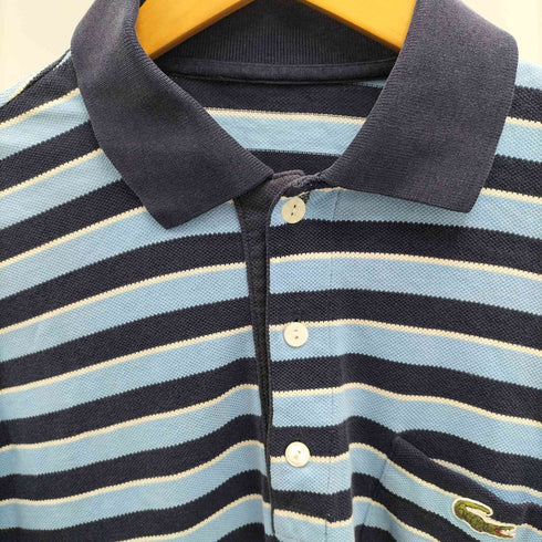 ラコステ LACOSTE 文字ワニ ボーダー鹿の子長袖ポロシャツ メンズ