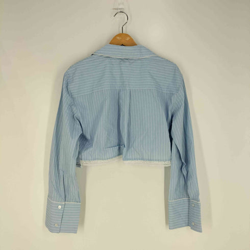 ザラ ZARA クロップド丈ストライプシャツ&レーストップ レディース import:S