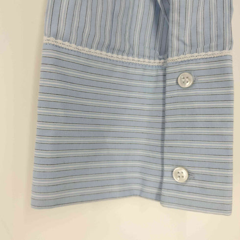 ザラ ZARA クロップド丈ストライプシャツ&レーストップ レディース import:S