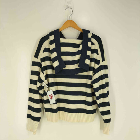 ザラ ZARA STRIPED KNIT SWEATER セーラーカラー ストライプ ニット セーター レディース import:M