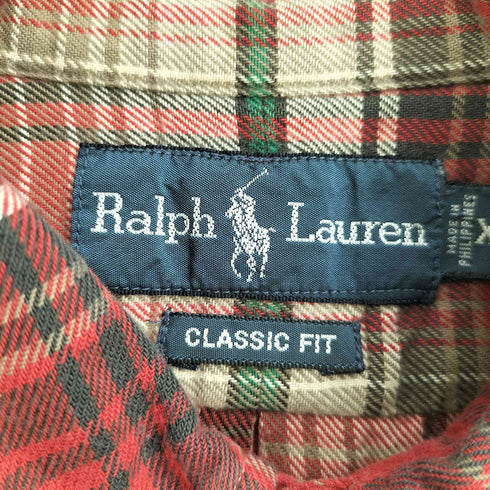 ラルフローレン RALPH LAUREN 90-00s CLASSIC FIT ポニー刺繍 ボタンダウンチェック ネルシャツ メンズ XXL
