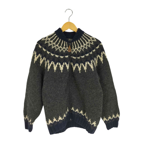 WOODS ノルティック柄 ウール ニット ジップアップジャケット ブルゾン メンズ import:M