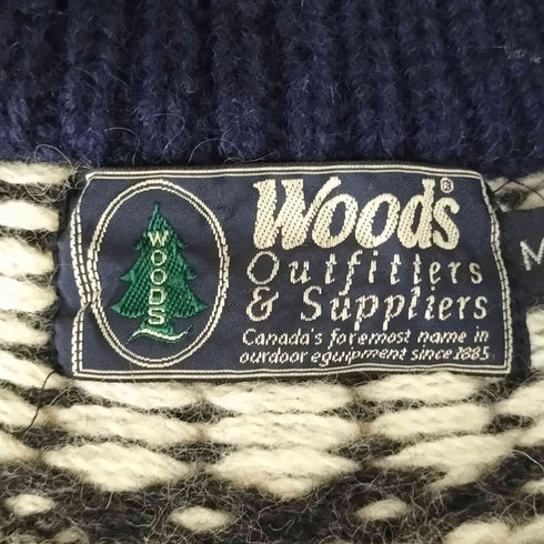 WOODS ノルティック柄 ウール ニット ジップアップジャケット ブルゾン メンズ import:M