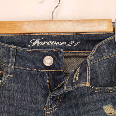 フォーエバー21 FOREVER 21 Y2K 縦落ち ダメージ加工 フレアデニムパンツ レディース 25