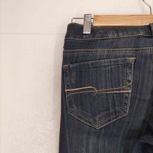 フォーエバー21 FOREVER 21 Y2K 縦落ち ダメージ加工 フレアデニムパンツ レディース 25
