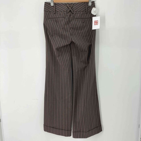 BODY BY VICTORIA ストライプ柄 ロールアップフレアスラックス レディース 0 REGULAR
