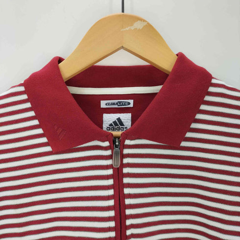アディダス adidas ボーダーハーフジップポロシャツ メンズ JPN:S