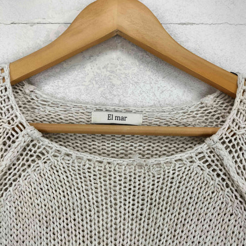 El mar リネン混 ローゲージ ラグランスリーブ コットンニット セーター レディース ONE SIZE