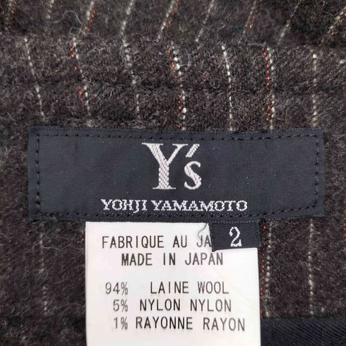 ワイズ Ys Vスリット ウールストライプワイドパンツ レディース 2