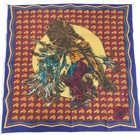 80S USA製 Native American Dancing Buffalo ウエスタン バンダナ メンズ